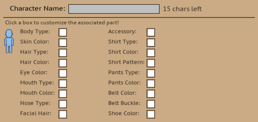 Adding the labels and option interaction boxes.