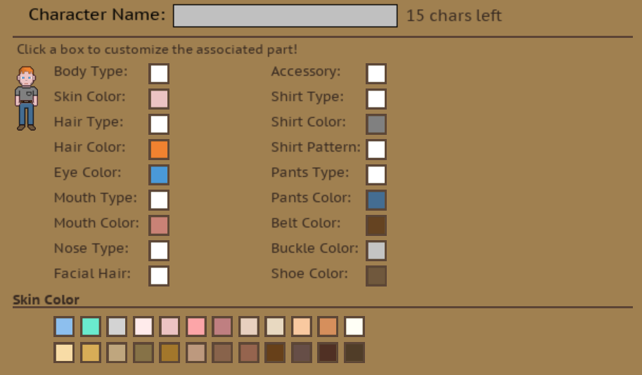Adding in the color options.